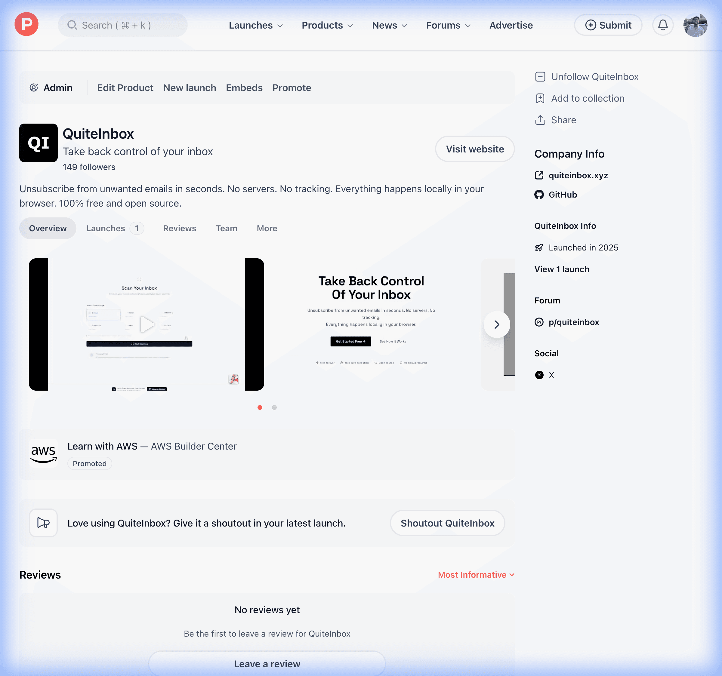 QuiteInbox screenshot 1